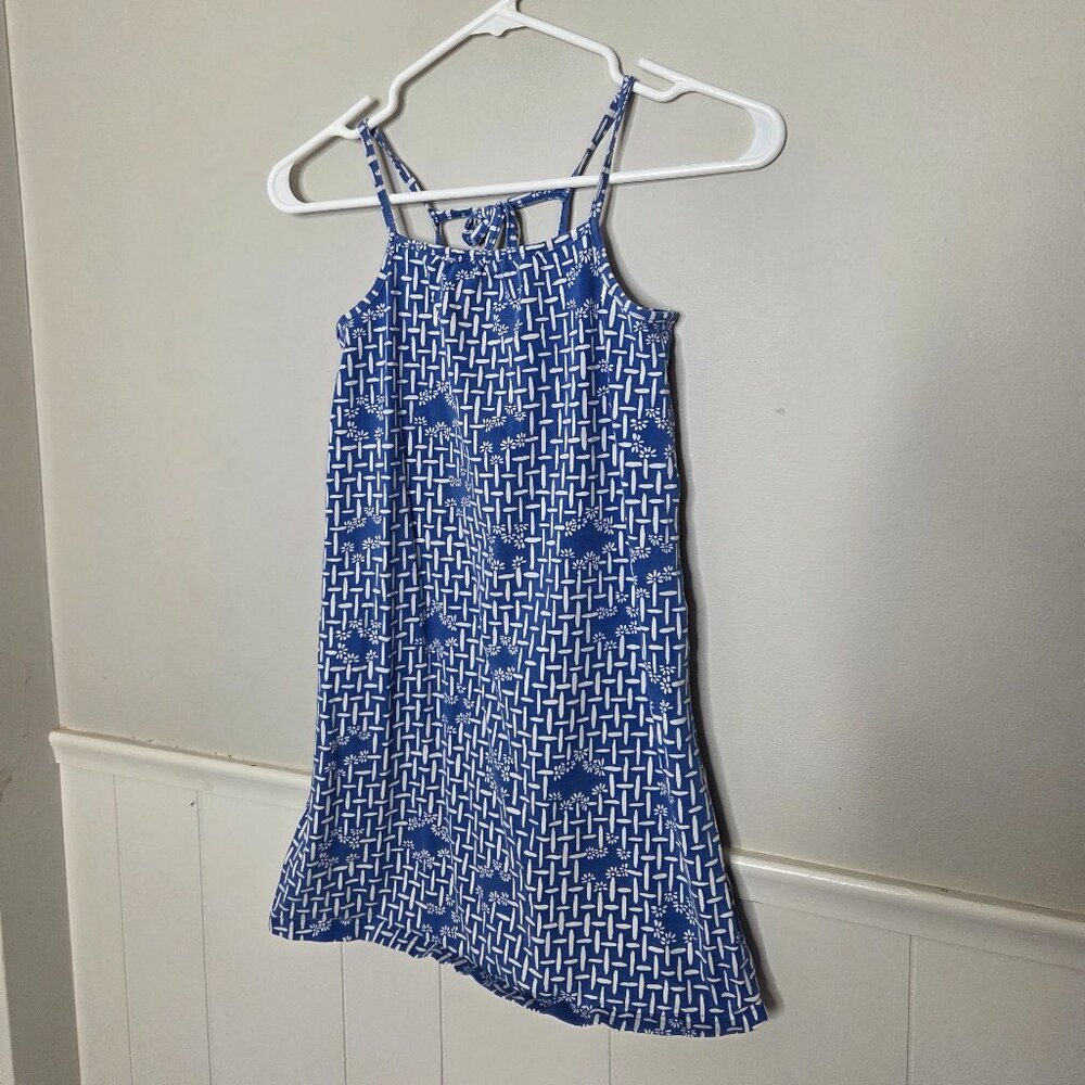 HANNA ANDERSSON Blue Floral Bos Tied Dress